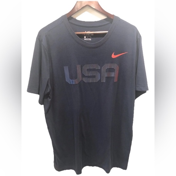 Nike Tee Olympic Graphic Men's Large Navy Blue USA T-Shirt Swoosh Logo - Picture 1 of 5
